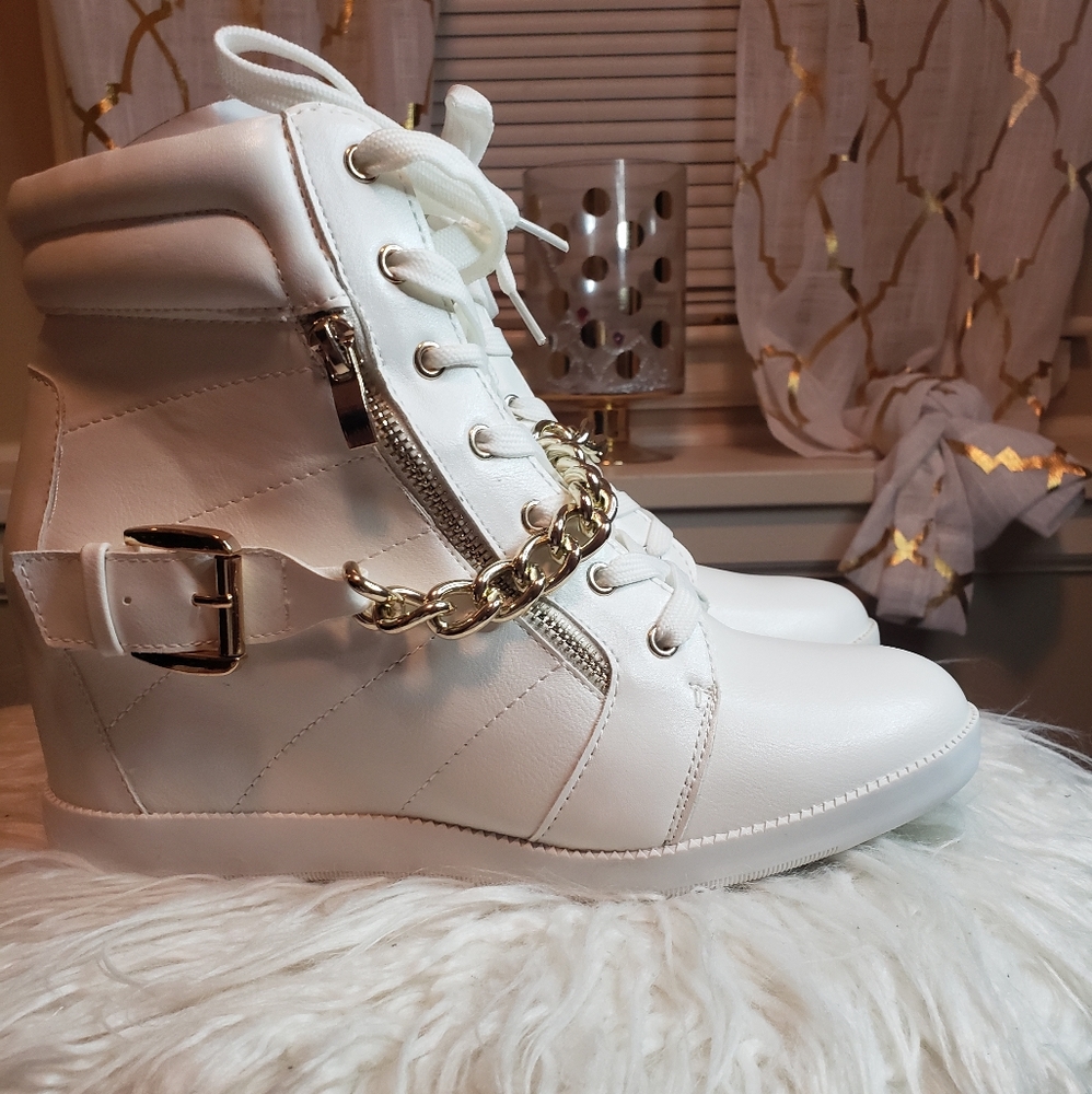 Brand new white sneaker wedges